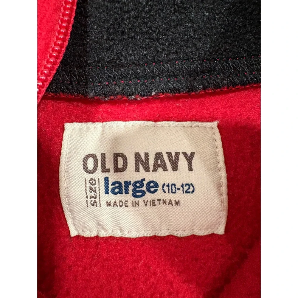 Old Navy Boys Red Fleece Quarter Zip Pullover Collegiate Sweatshirt Large 10-12